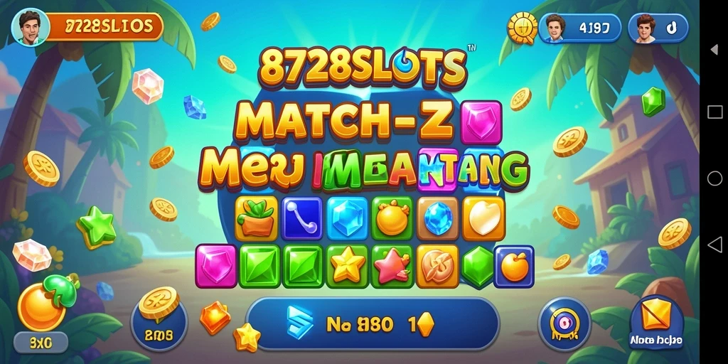 Screenshot gameplay 8728SLOTS dengan kombinasi warna-warni menarik.