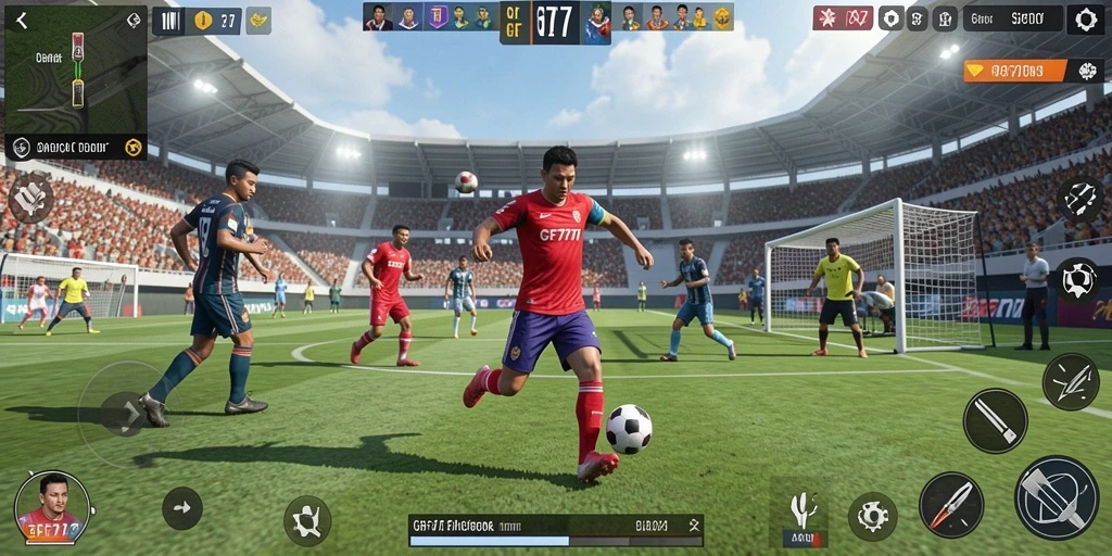 Tampilan gameplay GF777 yang mendebarkan di lapangan olahraga.