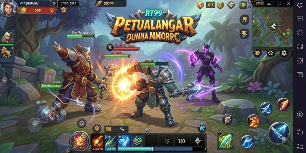 Tampilan gameplay seru di dunia fantastis RT99 dengan grafik menawan.
